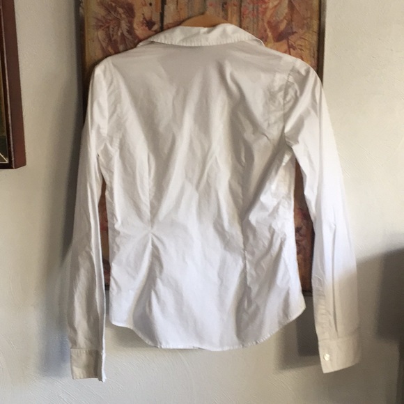 THEORY WHITE FITTED BUTTON DOWN SHIRT CAREER TOP S - Picture 5 of 15